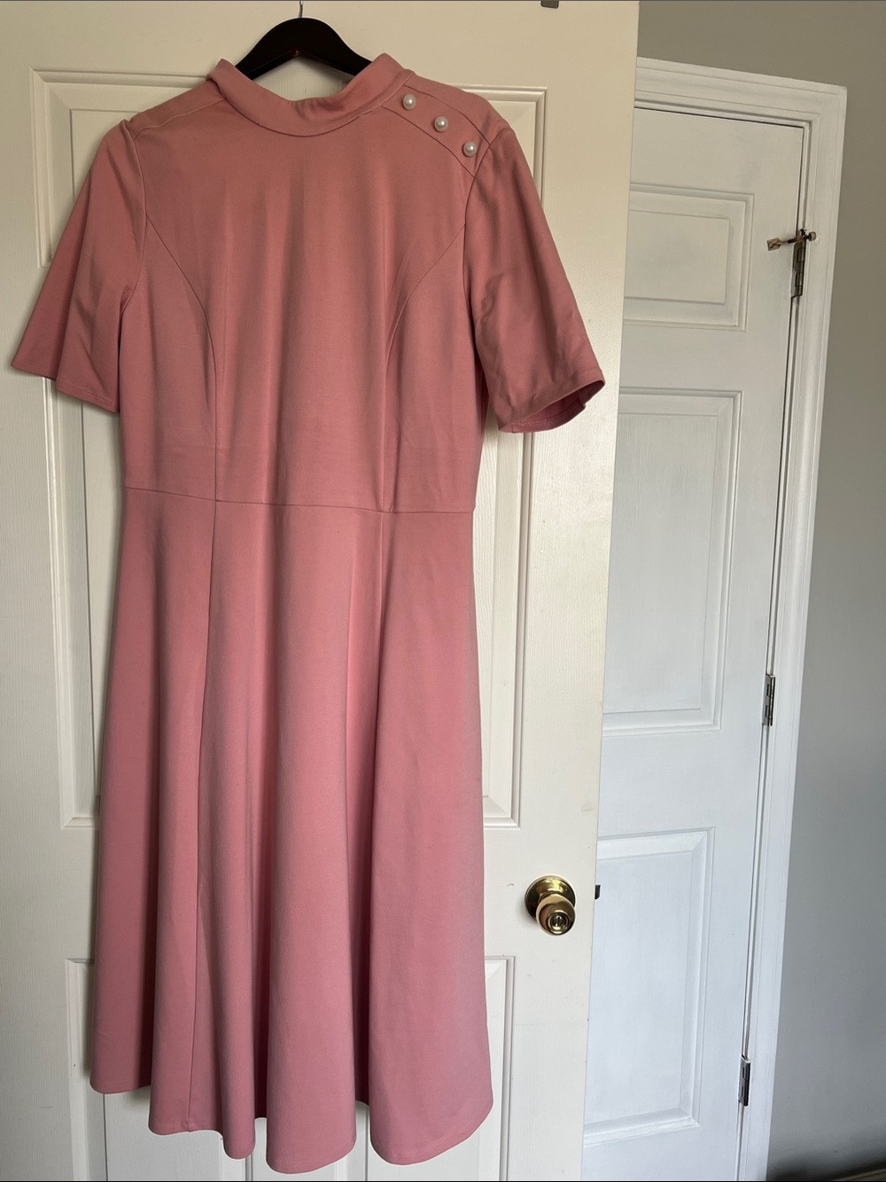 Halogen Dusty Rose Midi A-Line Dress with Shoulder Button Detail